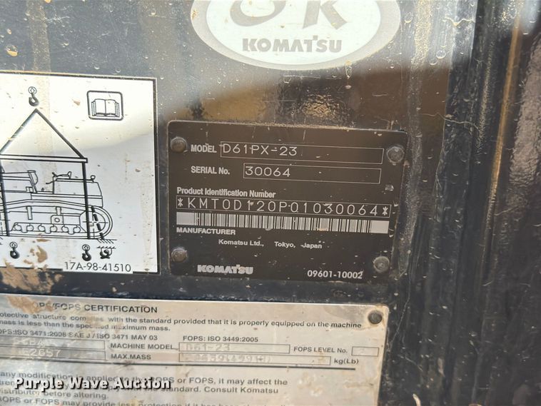 image for item FT6476 2013 Komatsu D61PX-23 dozer