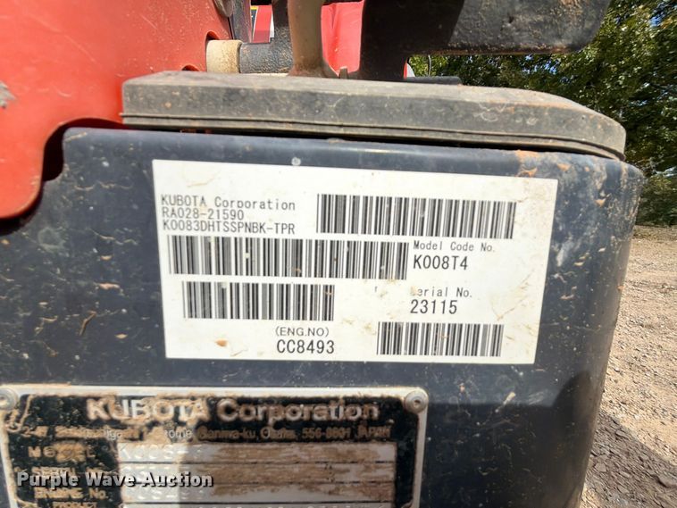 image for item FU1207 2012 Kubota K008-3 mini excavator