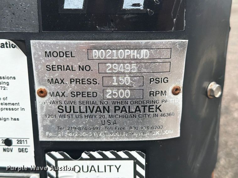 image for item FW3559 Sullivan Palatek D0210PHJD air compressor