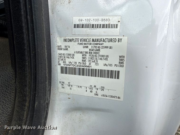 image for item YA4735 2016 Ford F750 Super Duty forestry bucket truck