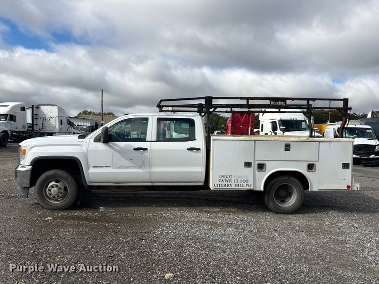 image for item YA5140 2016 GMC Sierra 3500HD Crew Cab utility bed pickup truck