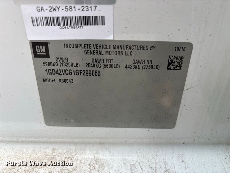 image for item YA5140 2016 GMC Sierra 3500HD Crew Cab utility bed pickup truck