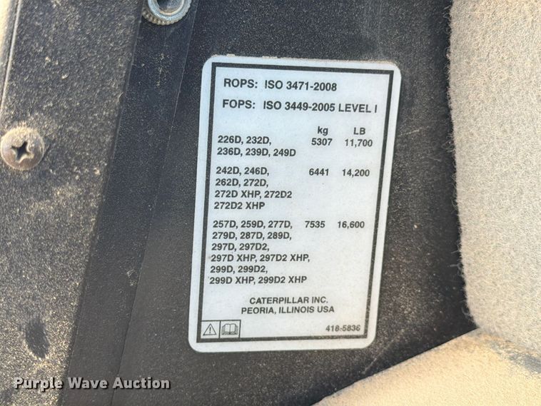 image for item YA5277 2019 Caterpillar 259D tracked skid steer loader