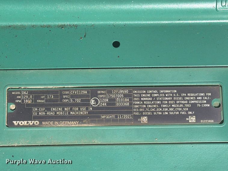 image for item YA5774 2022 Volvo EC220 EL excavator