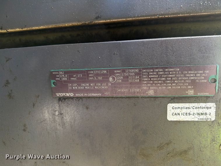 image for item YA5774 2022 Volvo EC220 EL excavator