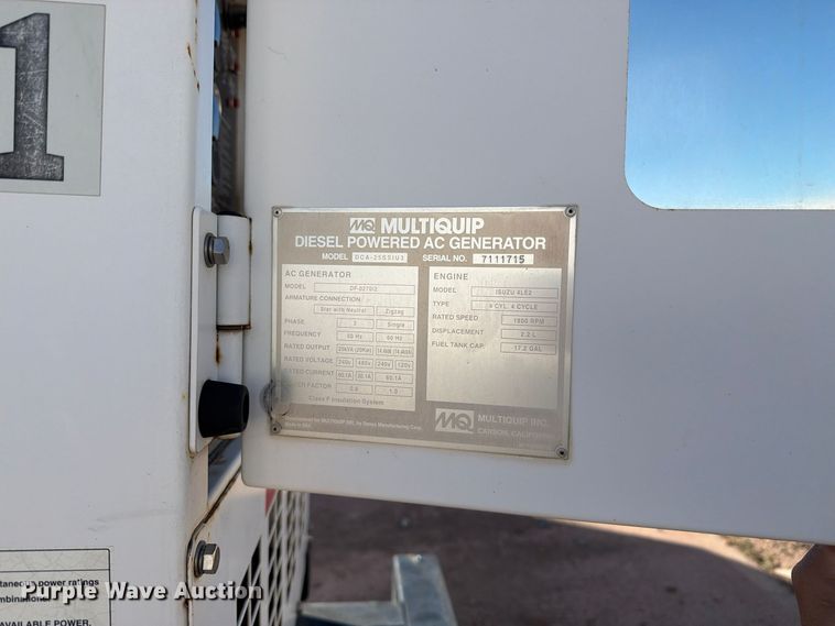 image for item YA5792 2012 Multiquip DCA-25SSIU3 generator