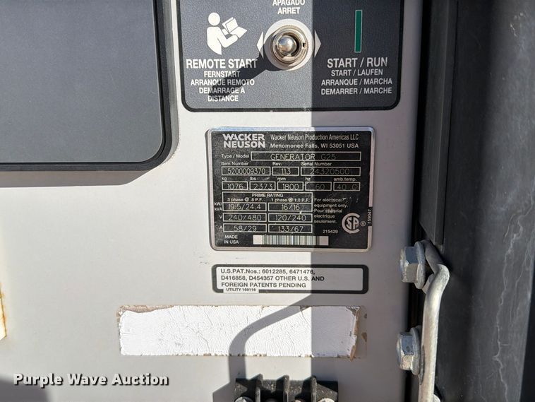 image for item YA5793 2016 Wacker Neuson G25 generator