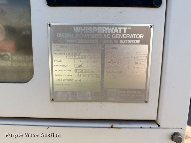 image for item YA5794 2014 Multiquip DCA-25SSIU4F generator