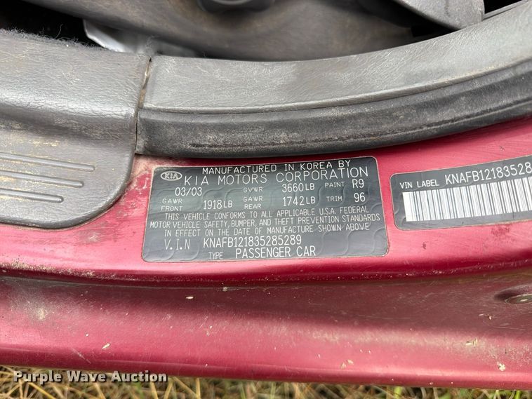 image for item DT3097 2003 KIA Spectra 