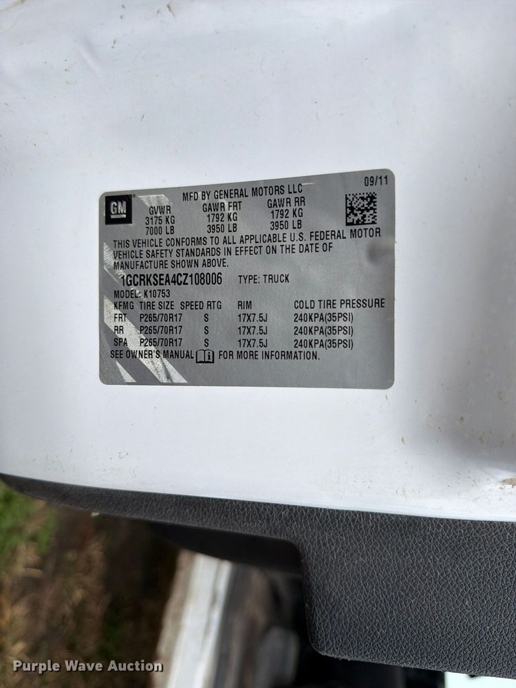image for item DT3100 2012 Chevrolet Silverado 1500 Ext. Cab pickup truck