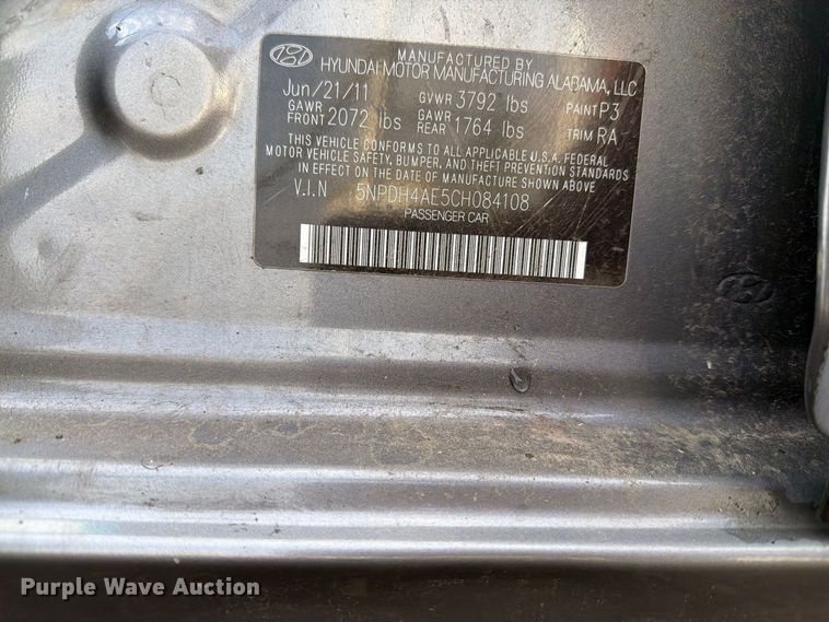 image for item EI7827 2012 Hyundai Elantra 