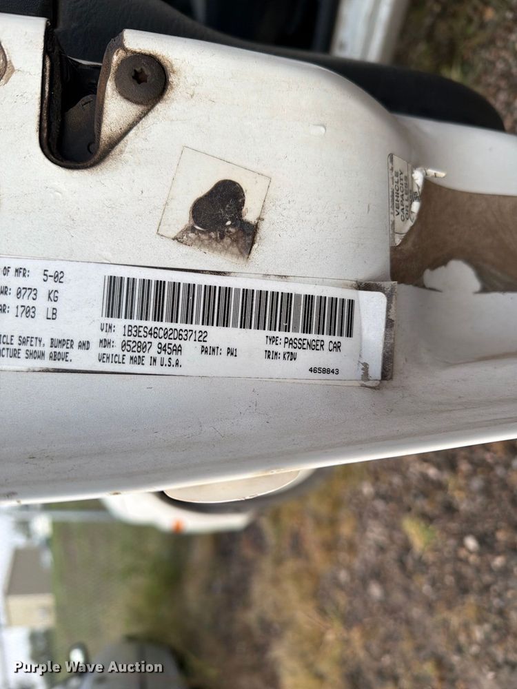 image for item EI7832 2002 Dodge Neon 