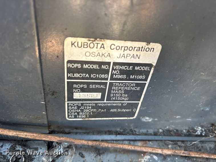 image for item ES8310 2013 Kubota M108S MFWD tractor