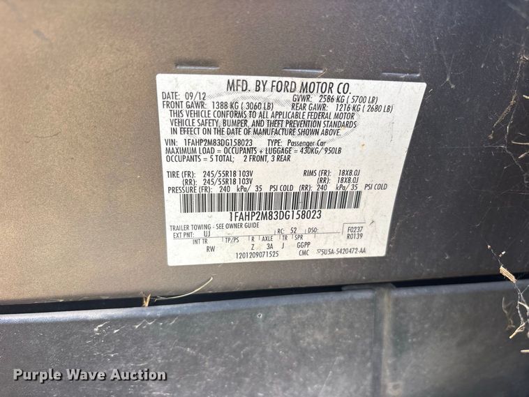 image for item ES8477 2013 Ford Taurus Police 