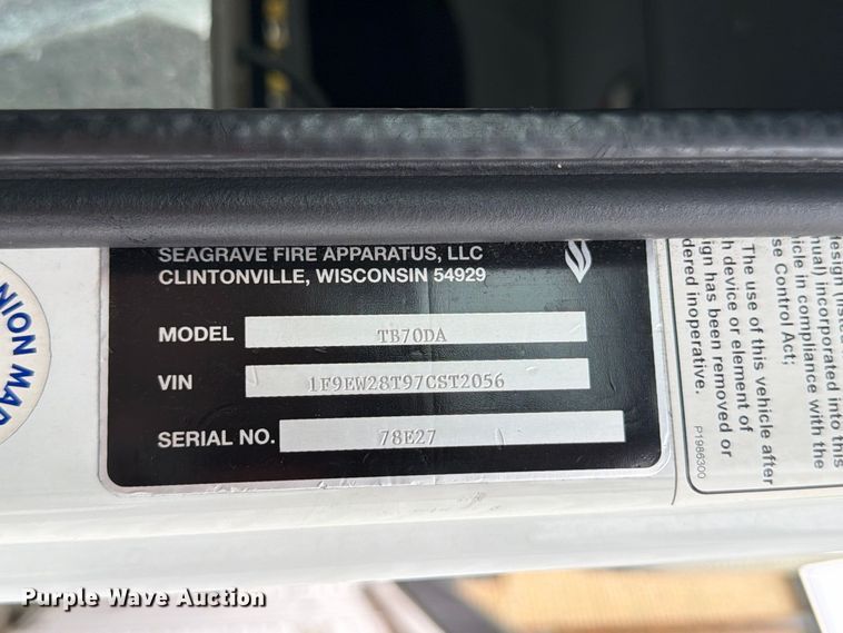 image for item FK2217 2007 Seagrave pumper fire truck