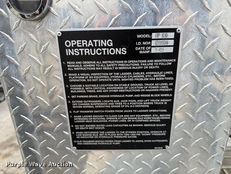image for item FK2219 2003 E-one ladder fire truck