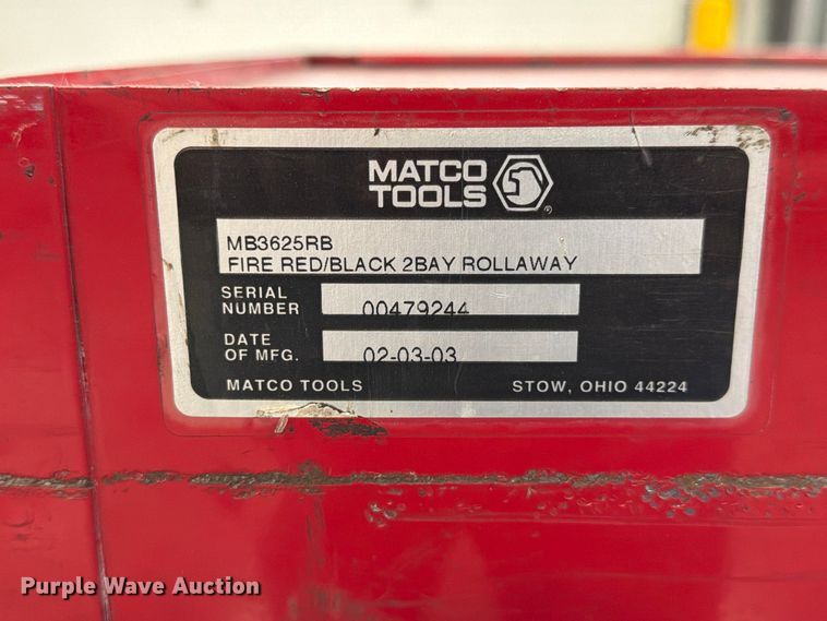 image for item FP3199 2003 Matco Tools MB3625RB tool box