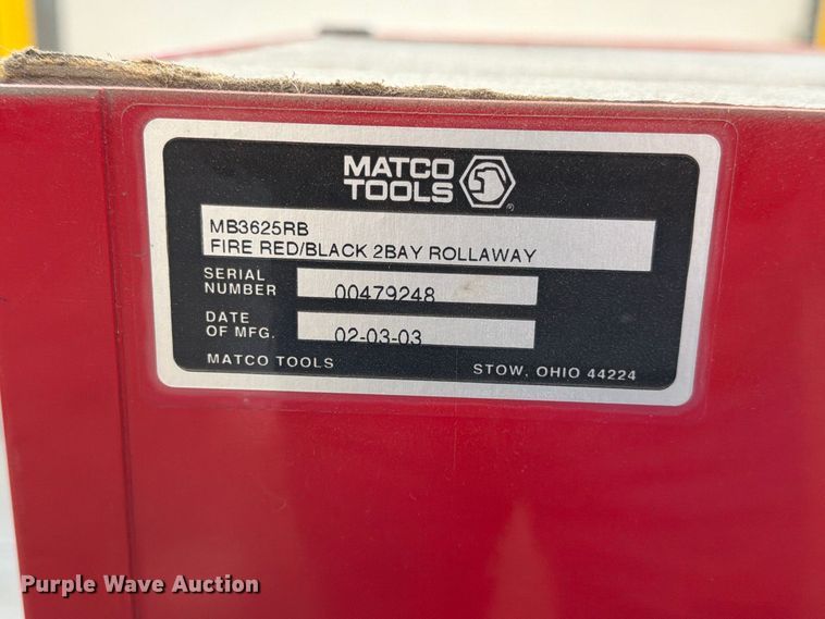 image for item FP3202 2003 Matco Tools MB3625RB tool box