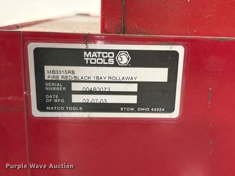 image for item FP3204 2003 Matco Tools MB3315RB tool box