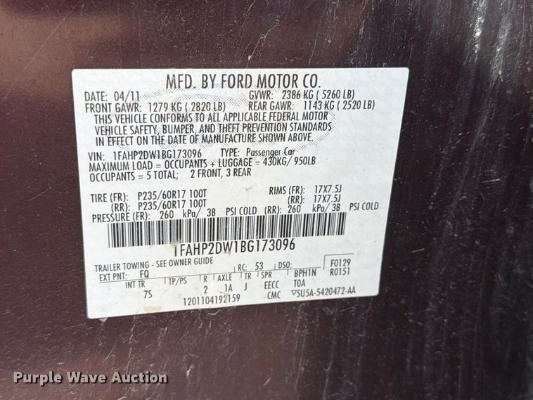 image for item FP3213 2011 Ford Taurus 