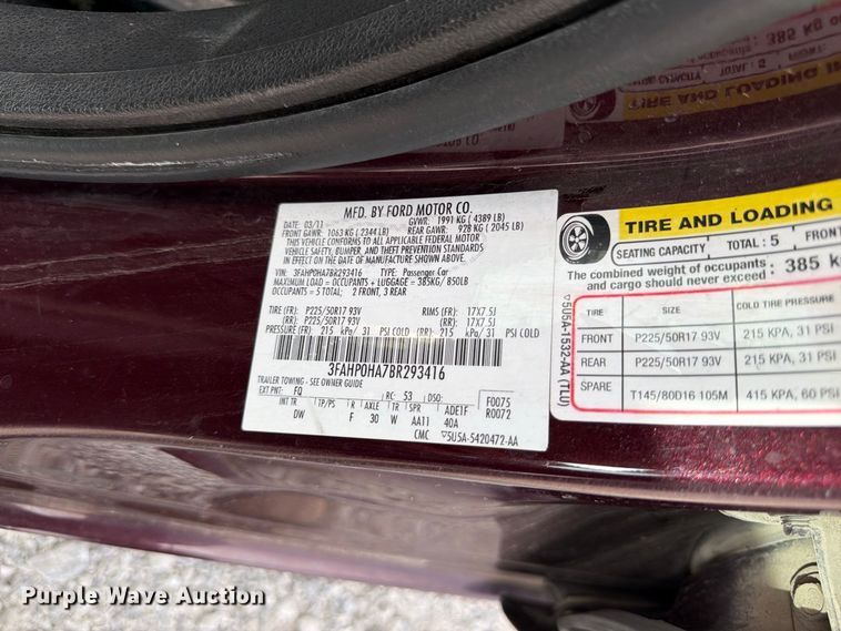 image for item FP3216 2011 Ford Fusion SE 