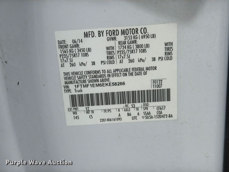 image for item FP3217 2014 Ford F150 pickup truck
