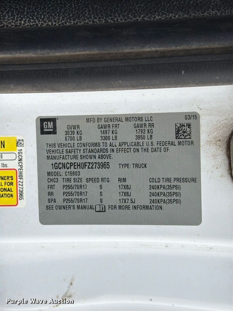 image for item FP3227 2015 Chevrolet Silverado 1500 pickup truck