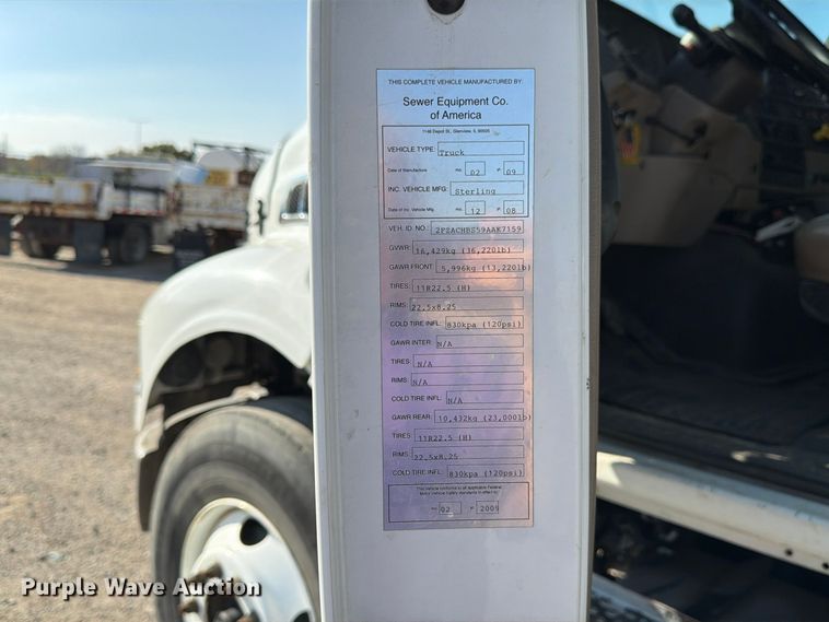 image for item FP3234 2009 Sterling Acterra sewer jetter truck