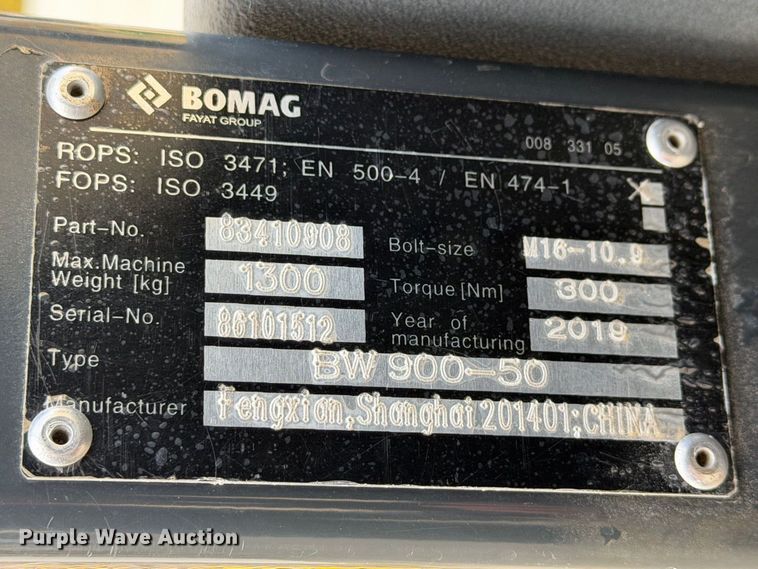 image for item FT3025 2020 Bomag 900-50 double drum vibratory roller