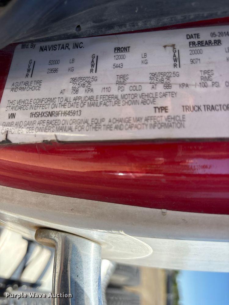 image for item EA0005 2015 International 8600 semi truck