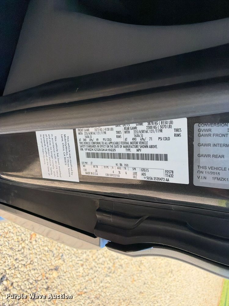 image for item EX1533 2016 Ford Transit 150 handicap accessible van