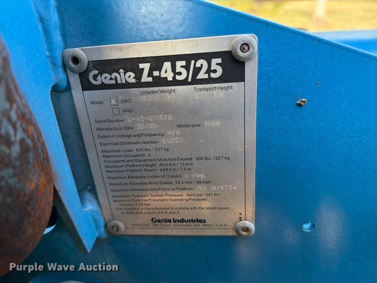 image for item FI0473 1999 Genie Z-45/25 boom lift