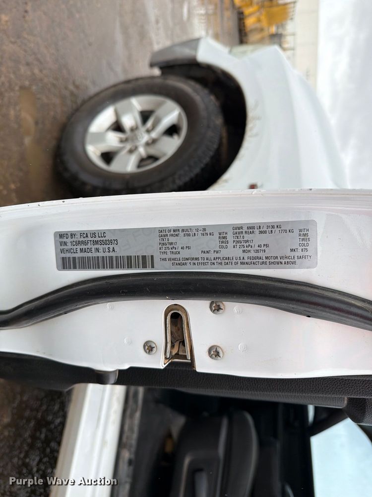 image for item FI2079 2021 RAM 1500 Ext. Cab pickup truck