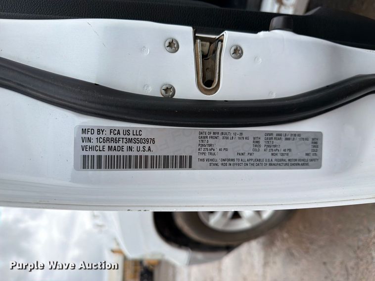 image for item FI2081 2021 RAM 1500 Ext. Cab pickup truck