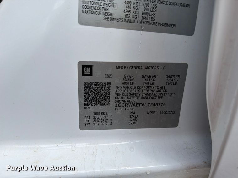 image for item FI2083 2020 Chevrolet Silverado 1500 Ext. Cab pickup truck