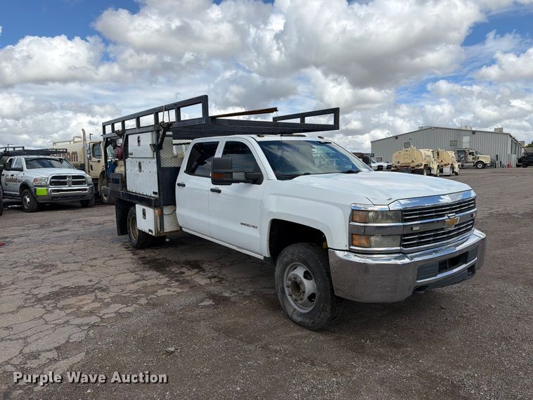 image for item FI2084 2016 Chevrolet Silverado 3500HD Crew Cab flatbed pickup truck