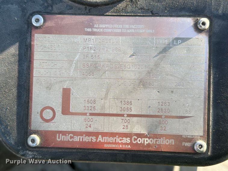 image for item FK2228 2017 Unicarriers P50 forklift