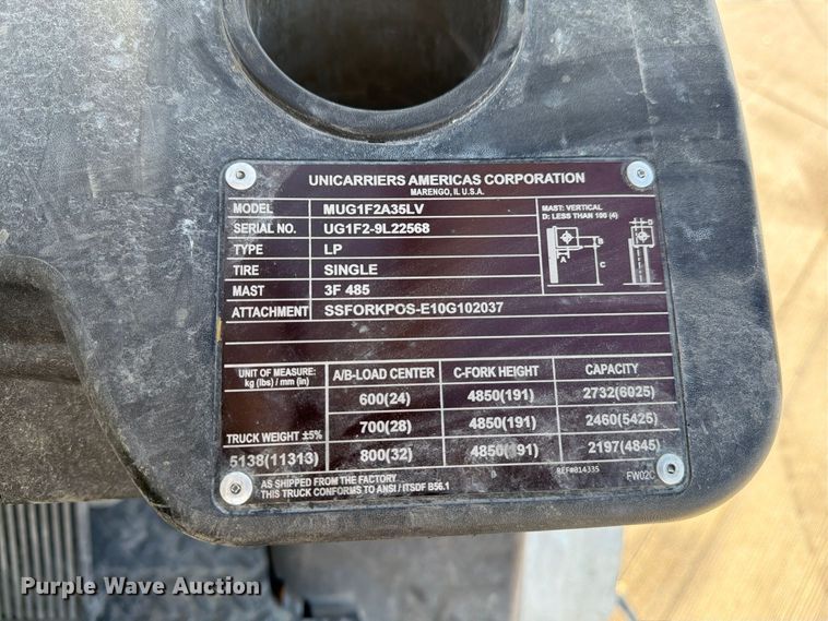 image for item FK2229 2018 Unicarriers PF70 forklift
