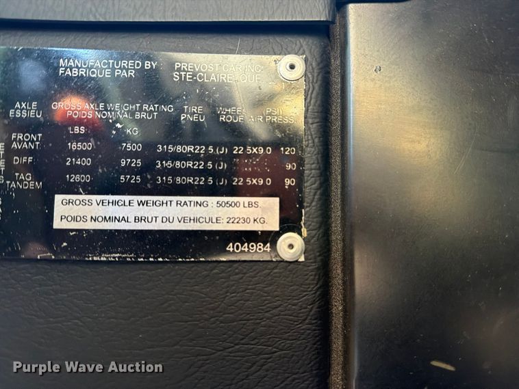 image for item FN2675 2001 Prevost XL2 RV