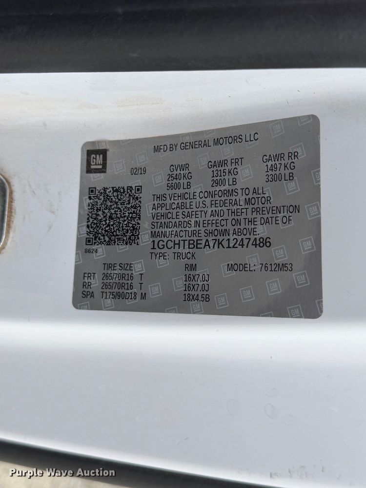 image for item YA5392 2019 Chevrolet Colorado Ext. Cab pickup truck