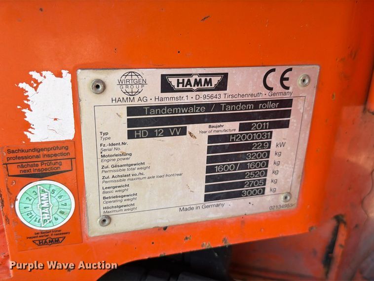 image for item DV7415 2011 Hamm HD12 double drum vibratory roller