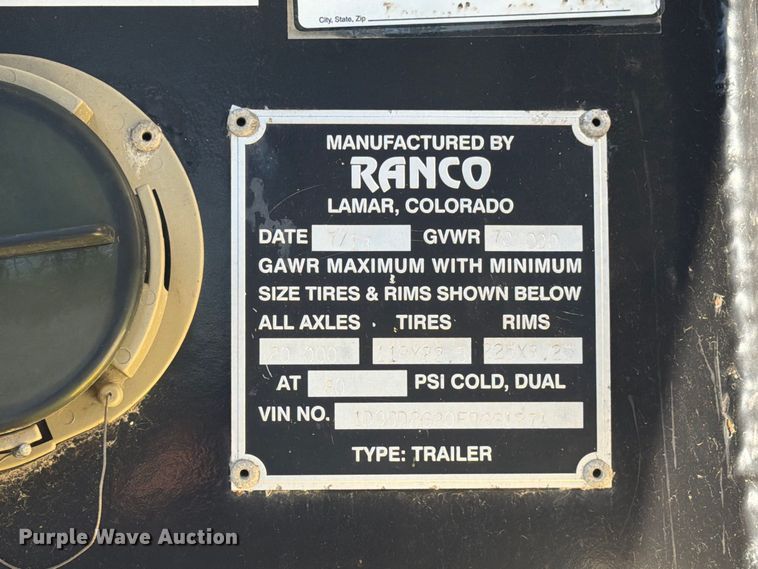image for item DZ4858 2014 Ranco end dump trailer