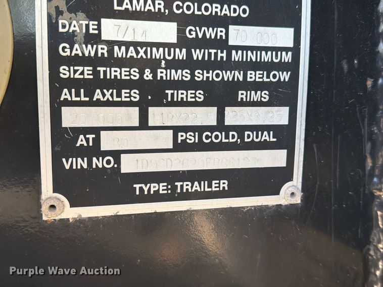image for item DZ4858 2014 Ranco end dump trailer