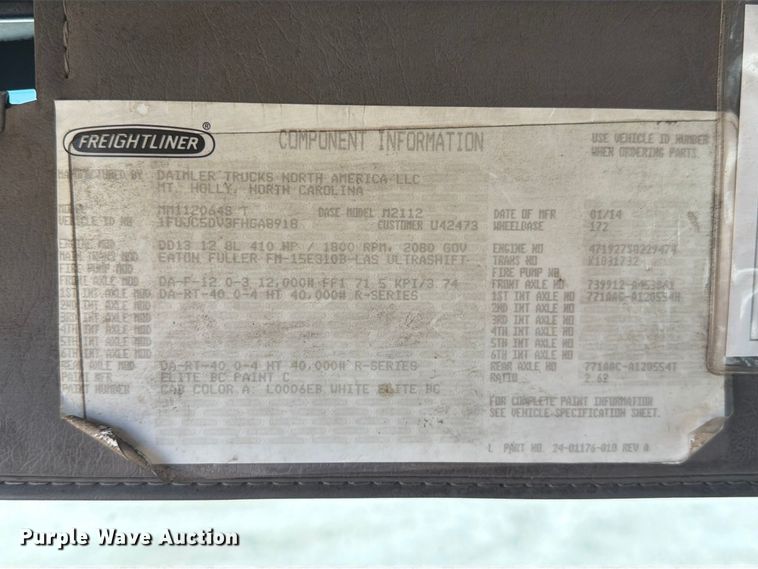 image for item DZ4862 2015 Freightliner Business Class M2 semi truck