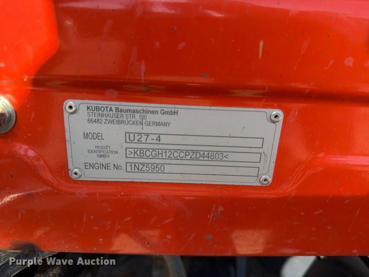 image for item EW1203 2013 Kubota U27-4 mini excavator