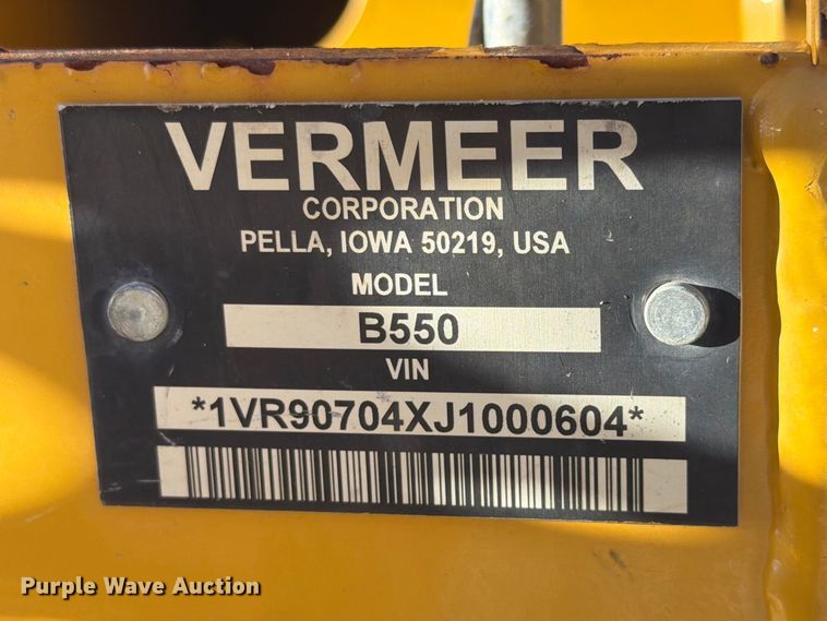 image for item EX4643 2018 Vermeer B550 backhoe attachment