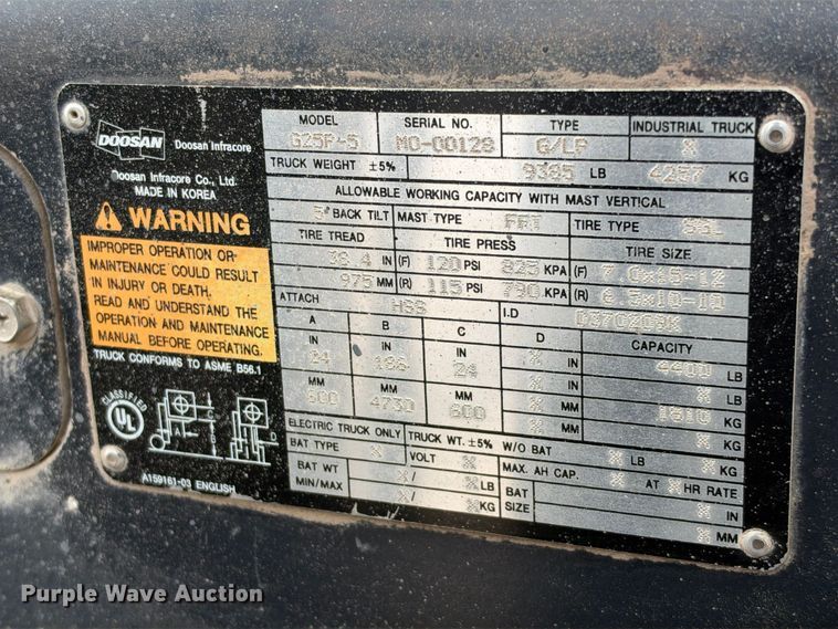 image for item FC0472 Doosan G25P-5 forklift