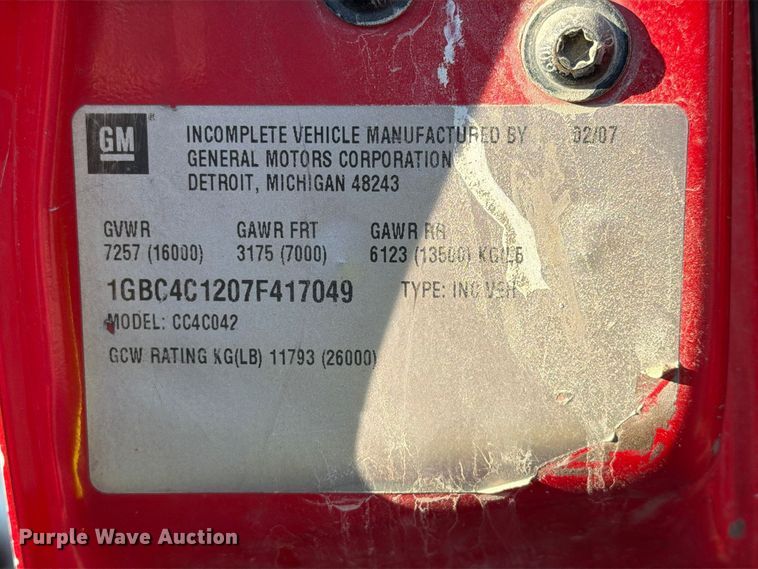 image for item FG3063 2007 Chevrolet C4500 utility / service truck