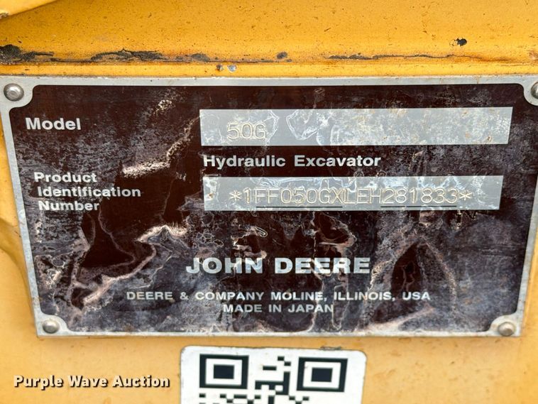 image for item FK4211 2015 John Deere 50G mini excavator