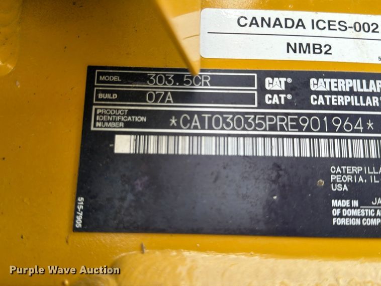image for item FU6012 2023 Caterpillar 303.5CR mini excavator